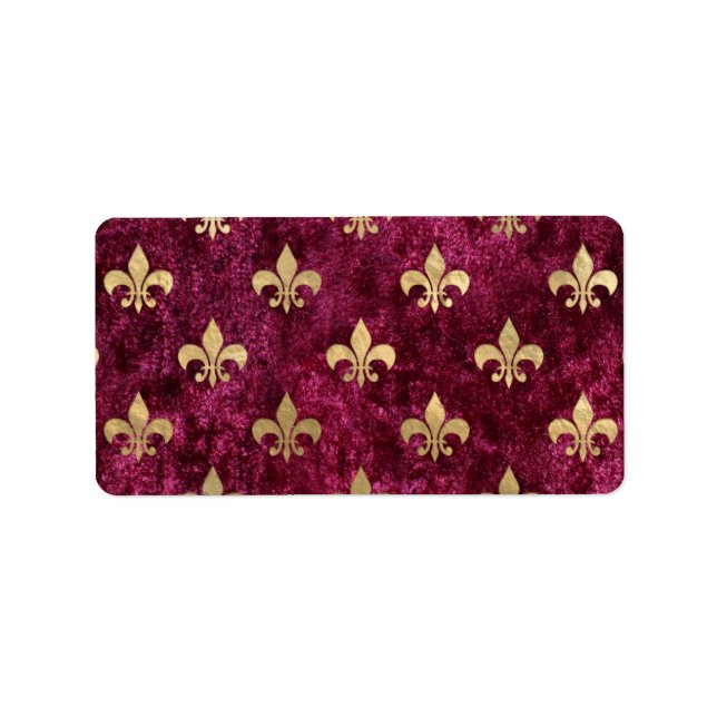 Red Velvet Lilie Mardi Gras Orleans Muster Adressaufkleber (Vorne)