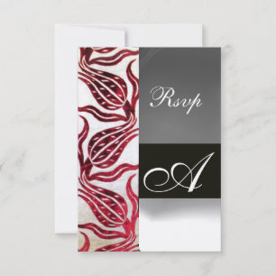 RED VELVET TULIP MONOGRAM Burgund Weißer Champagne RSVP Karte