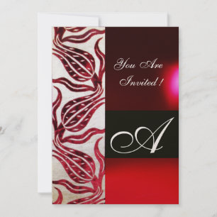 RED VELVET TULIP MONOGRAM Burgundy Champagne Weiß Einladung