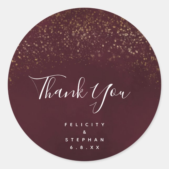 Red Velvet Wedding Danke Stickers (Vorderseite)