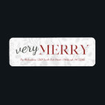 Red Very Merry Botanical Christmas Address Label<br><div class="desc">Feierliche Rot,  Grün und Weiß Weihnachtsfeiertagen Rücksendesiegel mit rot-grauem botanischem Muster.</div>