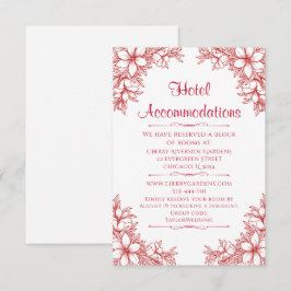 Red Verziert Wedding Hotel Unterkunft Begleitkarte