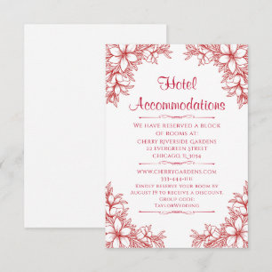 Red Verziert Wedding Hotel Unterkunft Begleitkarte