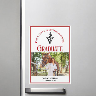 Red Veterinary School Foto Abschluss Magnet Card