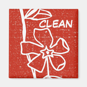 "Red Vinca" Clean Geschirrspüler Status Magnet