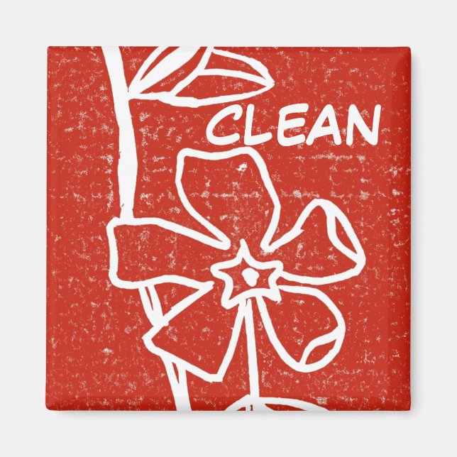"Red Vinca" Clean Geschirrspüler Status Magnet (Vorne)