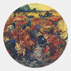 Red Vineyard, Van Gogh, 1888 Runder Aufkleber