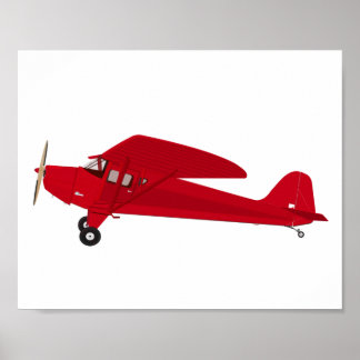 Red Vintag Airplane Kids Décor Print Poster