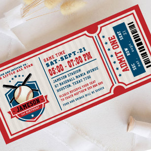 Red Vintag Baseball Ticket Geburtstag Einladung