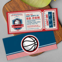 Red Vintag Basketball Ticket Geburtstagsparty