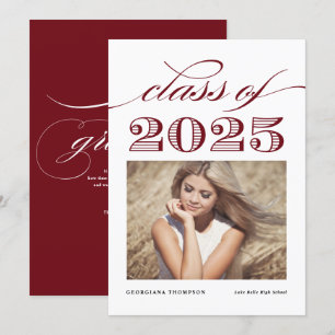 Red Vintag Class of 2024 Foto Abschluss Ankündigung