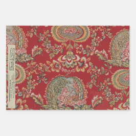 Red Vintag French Textiles Geschenkpapier Set