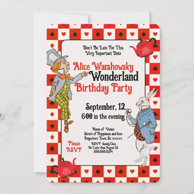 Red Vintag Onederland Rabbit Hatter (Vorderseite)