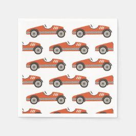 Red Vintag Race Car Birthday Serviette