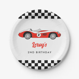 Red Vintag Race Car Boy 2. Geburtstag Party Pappteller