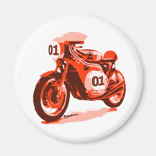 Red Vintag Racing Motorrad Magnet (Vorne)