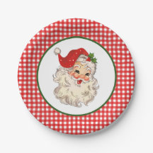Red Vintag Retro Santa mit Red Kariert