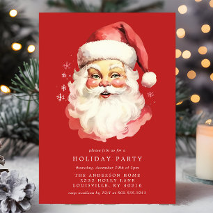 Red Vintag Retro Weihnachts-Party Einladung