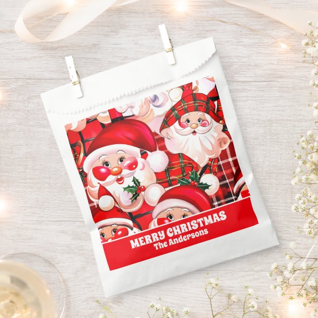 Red Vintag Santa Claus Tartan Karierte Weihnachten Geschenktütchen (Ausgeschnitten)