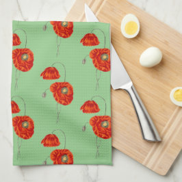 Red Vintag Style Poppies Blume Handtuch