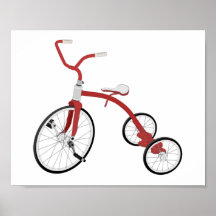 Red Vintag Tricycle Kids Décor Print Poster