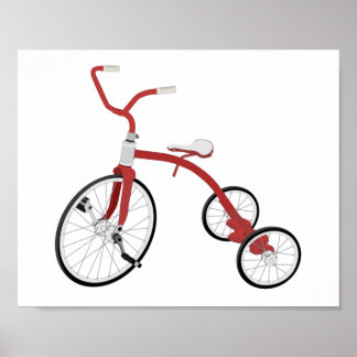 Red Vintag Tricycle Kids Décor Print Poster