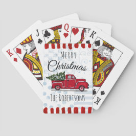 Red Vintag Truck Weihnachtsbaum Custom  Spielkarten