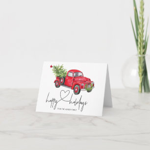 Red Vintag Truck Weihnachtsbaum Happy Holidays Karte