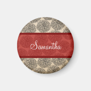 Red Vintag Zinnia Magnet
