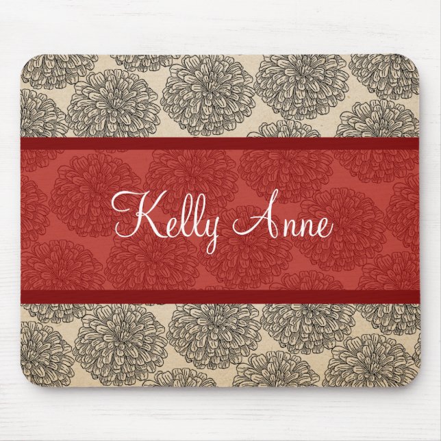 Red Vintag Zinnia Mousepad (Vorne)