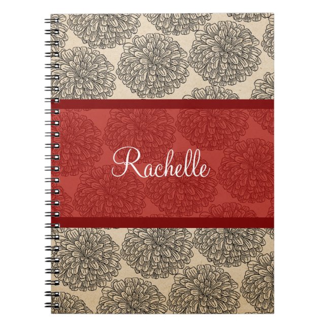 Red Vintag Zinnia Notebook Notizblock (Vorderseite)
