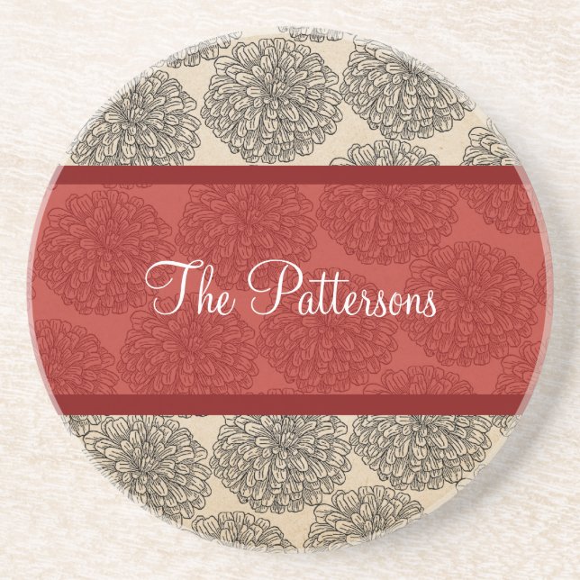 Red Vintag Zinnia Untersetzer (Vorne)