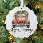 Red Vintage Car Christmas Ornament Karte<br><div class="desc">Red Vintage Weihnachtswagen Design. Personalisieren Sie es mit Ihren Wünschen.</div>
