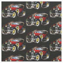 Red Vintage Car on Black 