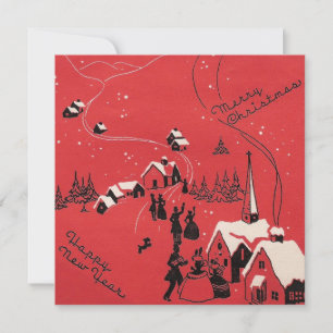 Red Vintage Weihnachten Glück Neujahr Stadt