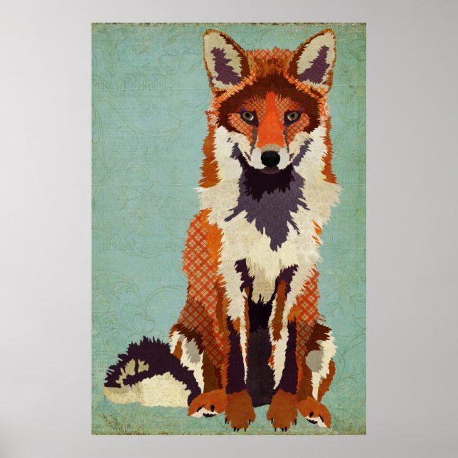 Red & Violet Fox Art Poster (Vorne)