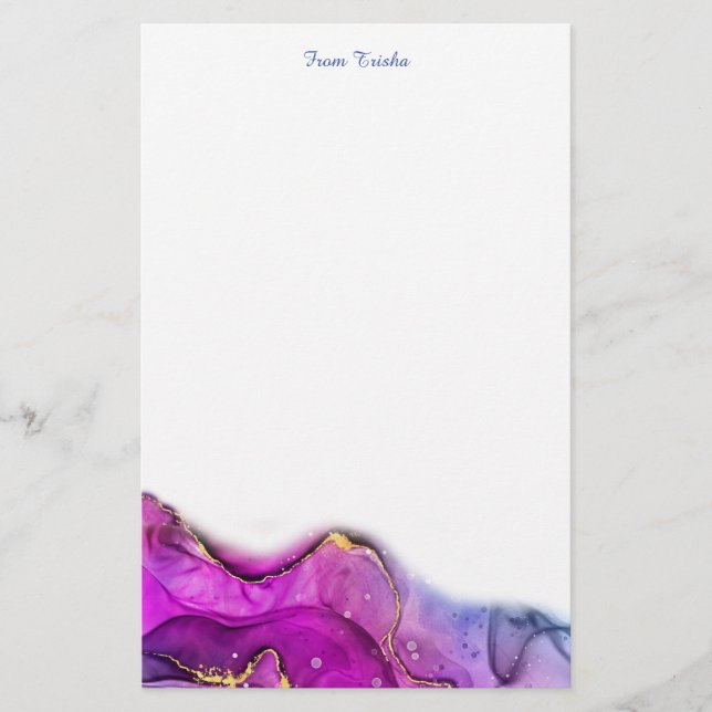 Red Violet & Lila Tinte Abstrakt, DIY Name/Meldung Briefpapier (Vorderseite)