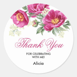 Red Violet Peony Floral Greenery Danke Aufkleber