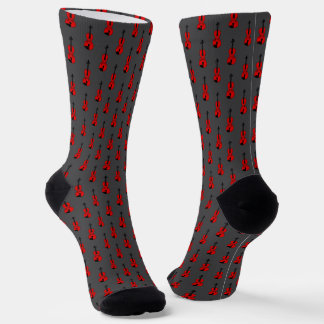 Red Violin Pattern Socken