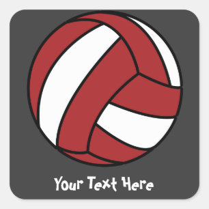 Red Volleyball (anpassbar) Quadratischer Aufkleber