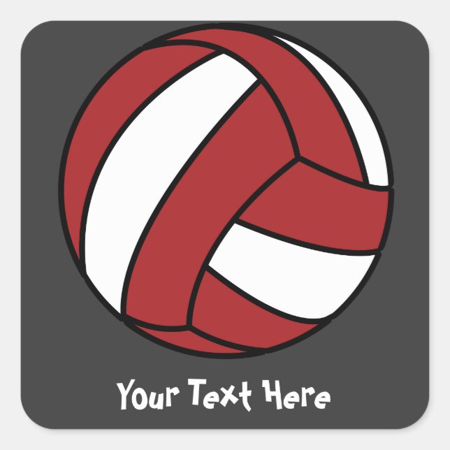 Red Volleyball (anpassbar) Quadratischer Aufkleber (Vorderseite)