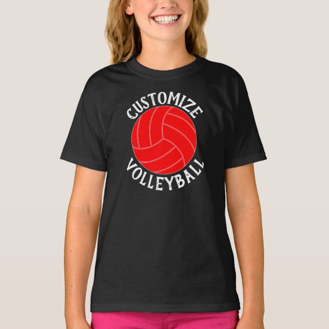 Red Volleyball Custom Team, Spieler & Anzahl T-Shirt (Vorderseite)