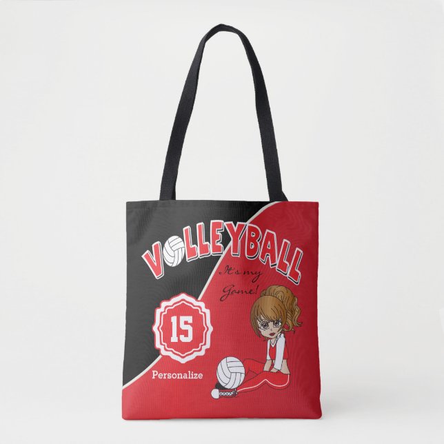 Red Volleyball Diva Girl Tasche (Vorderseite)