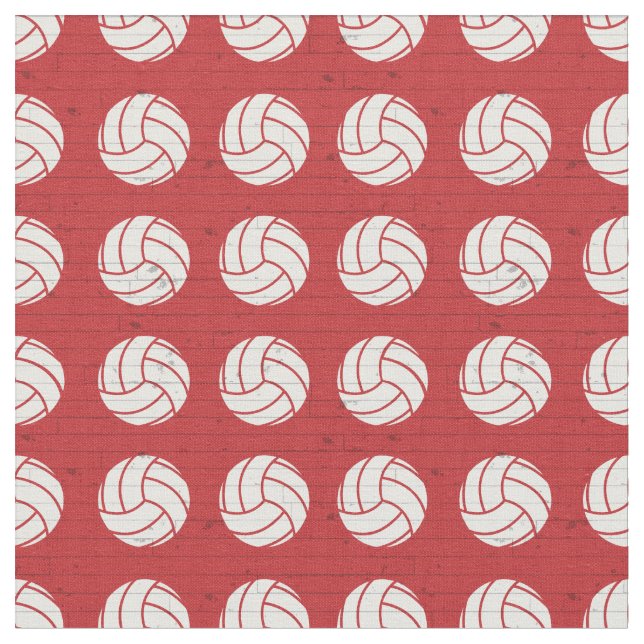 Red Volleyball Holzfußboden Gemustert Stoff (Nahaufnahme)