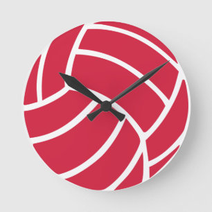Red volleyball icon runde wanduhr