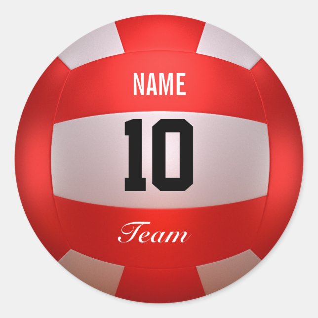Red Volleyball Runder Aufkleber (Vorderseite)