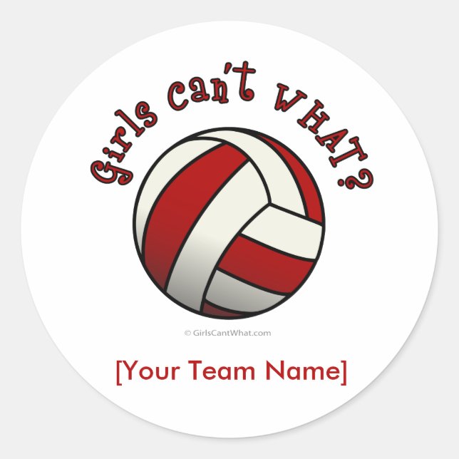 Red Volleyball Runder Aufkleber (Vorderseite)