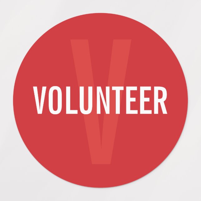 Red Volunteer Abzeichen Etiketten (Design 1)
