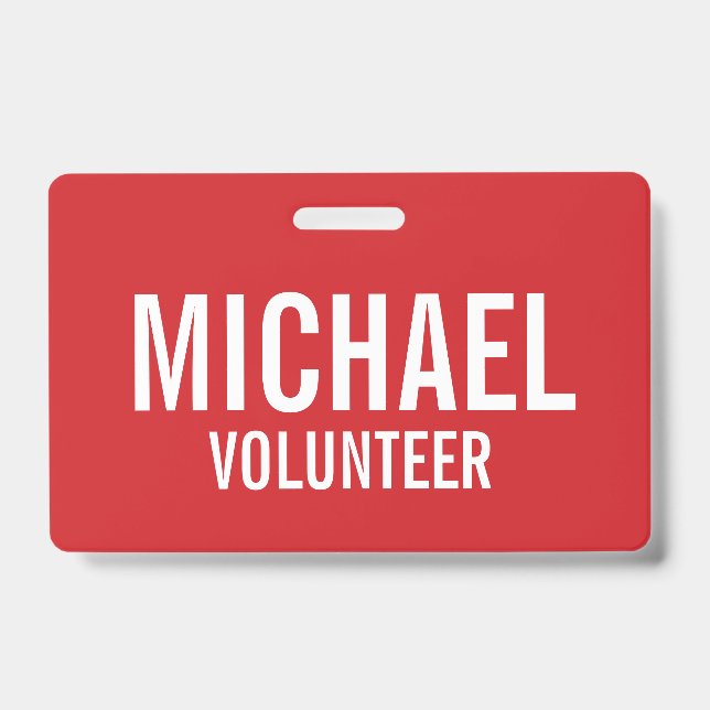 Red Volunteer Abzeichen mit Individuelle Name Ausweis (Vorderseite)