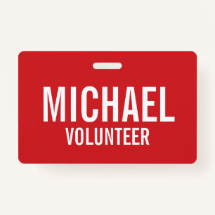 Red Volunteer Abzeichen mit Individuelle Name Ausweis
